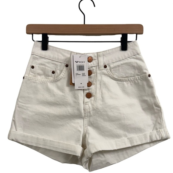 Roxy Pants - Roxy High Waist Cream Shorts